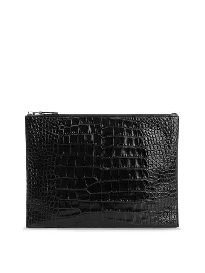 Tom Ford Leather Clutch Bag In Black