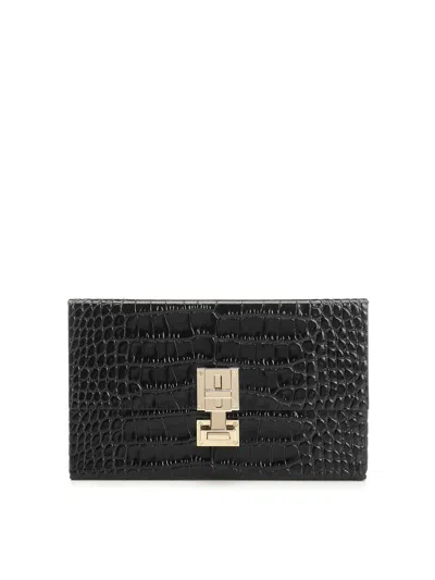 Tom Ford Clutch In Shiny Crocodile-effect Leather In Black