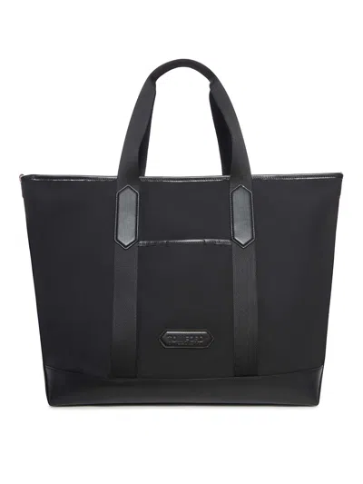 Tom Ford Nylon And Leather Tote Bag In Black