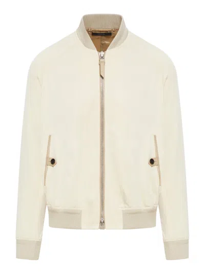 Tom Ford Bomber In Lyocell In Nude & Neutrals