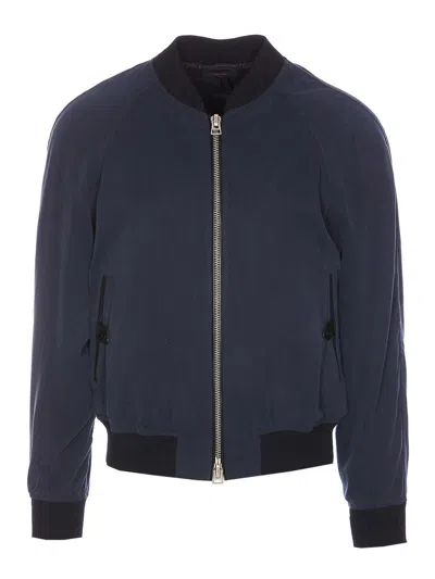 Tom Ford Olive Green Lyocell Bomber Jacket In Blue