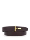 Tom Ford Bordeaux Belt With T Buckle Closure In Grained Leather Man