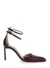 Tom Ford Bordeaux Pumps With High Stiletto Heel And Ankle Strap Closure In Leather Woman In Burgundy