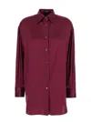 Tom Ford Bordeaux Shirt With Classic Collar In Silk Stretch Woman In Burgundy