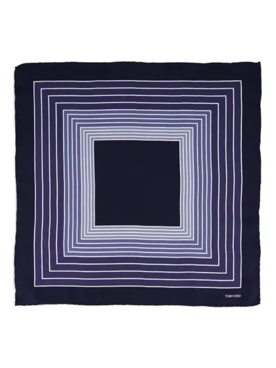 Tom Ford Border-print Pocket Square In Blue