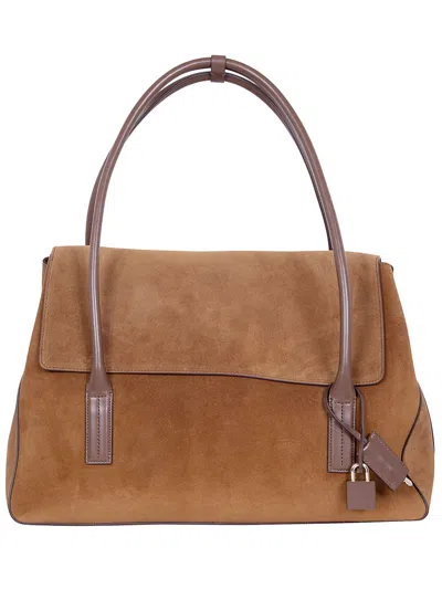 Tom Ford Borsa A Spalla Large "suede Calf Smooth Calf" In Brown