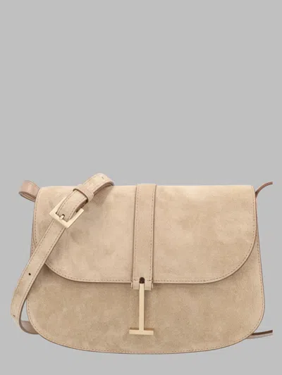 Tom Ford Curved Minimalist Shoulder Bag In Soft Calf Leather In Pink