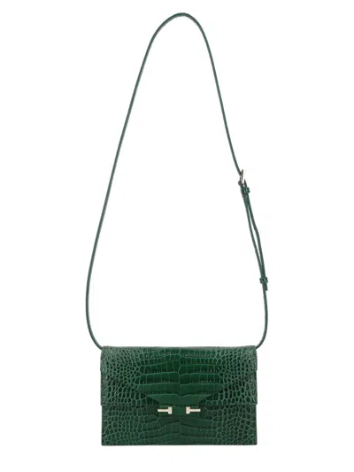 Tom Ford Crocodile Print Leather Bag In Green