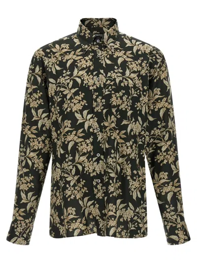 TOM FORD BOTANICAL PRINT LYOCELL BUTTON-DOWN SHIRT