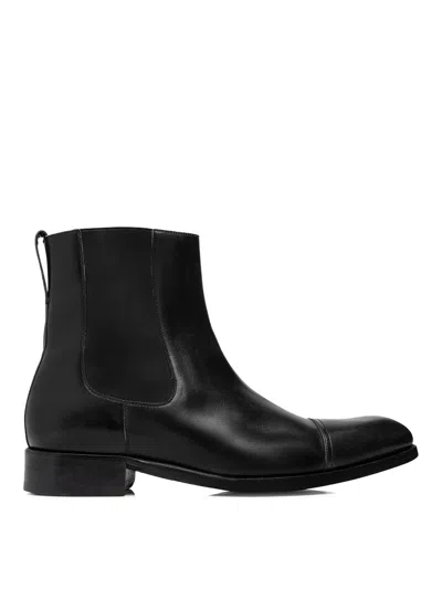 Tom Ford Edgar Polished Leather Chelsea Boots In Black