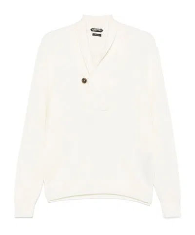 TOM FORD TOM FORD BOTTON-DETAILED SHAWL COLLAR JUMPER
