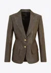 Tom Ford Metallic Silk-blend Boucle Single-breasted Jacket In Green