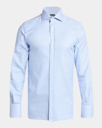 Tom Ford Boutique Men & Apos;s Cotton Pique Jacquard Dress Shirt In Powder Blu