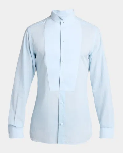 Tom Ford Boutique Men & Apos;s Cotton Pique Tuxedo Shirt In Blue