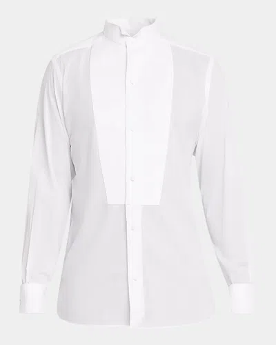 Tom Ford Boutique Men & Apos;s Cotton Pique Tuxedo Shirt In White