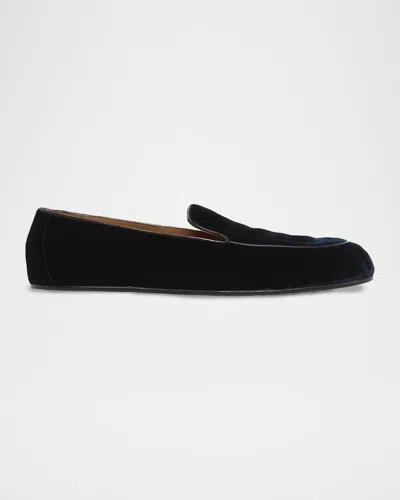 Tom Ford Boutique Men & Apos;s Leo Leather-trim Velvet Smoking Slippers In Blue