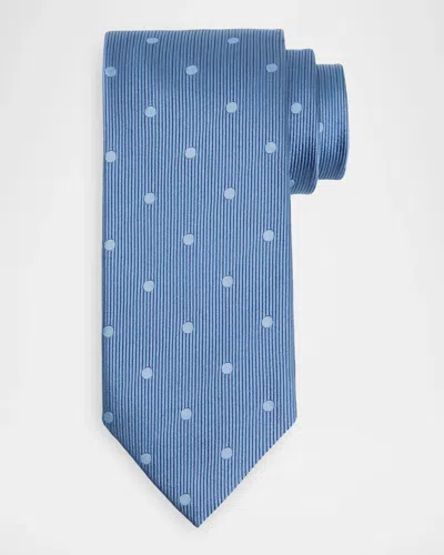 Tom Ford Boutique Men & Apos;s Tonal Jacquard Polka Dot Silk Tie In Blue
