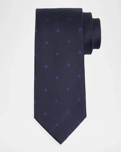 Tom Ford Boutique Men & Apos;s Tonal Jacquard Polka Dot Silk Tie In Blue