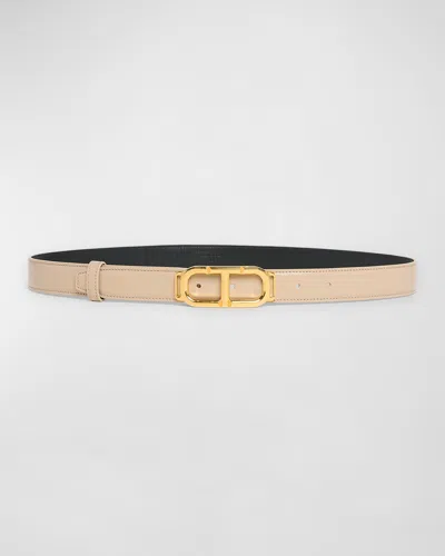 Tom Ford Box Palmellato Leather Belt In Light Beige