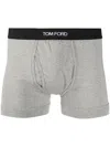 Tom Ford Logo-embroidered Cotton-blend Jersey Boxers In Grey
