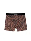 Tom Ford Zebra-print Silk Boxer Short In Brown