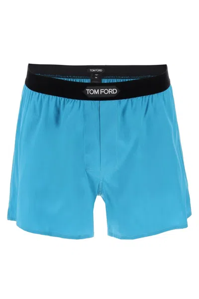 Tom Ford Boxer In Seta In Blue