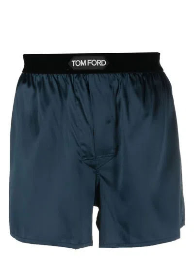 Tom Ford Boxer In Stretch Silk Blue