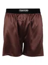 Tom Ford Logo Silk Blend Shorts With Satin Finish