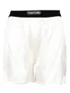 Tom Ford White Shorts With Elastic Waist And Logo Patch On The Waist