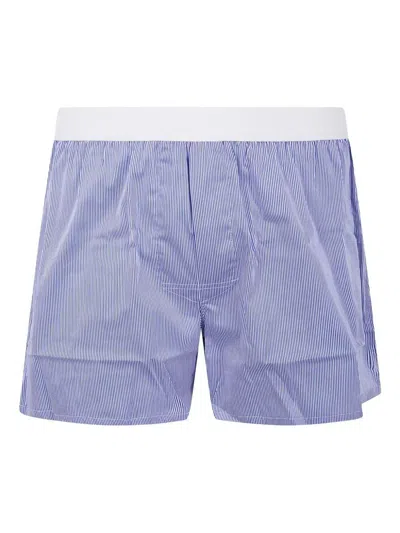Tom Ford Boxer Stripped Poplin Stretch Clothing In Blue