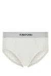 Tom Ford Logo-waistband Briefs In Neutral