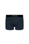 Tom Ford Navy Blue Stretch Cotton Boxer In Blue