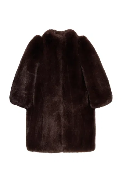 Tom Ford Boxy Faux Fur Coat In Brown