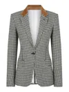 Tom Ford Houndstooth Single Breasted Tailored Jacket In Gray