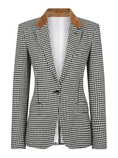 Tom Ford Boyfriend Jacket In Houndstooth Cashmere In Gray