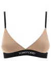 Tom Ford Logo-print Triangle Bra In Beige