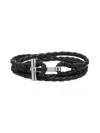 Tom Ford Black Bracelet With T Detail In Braided Leather Man