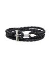 Tom Ford Black Bracelet With T Detail In Braided Leather Man In Black