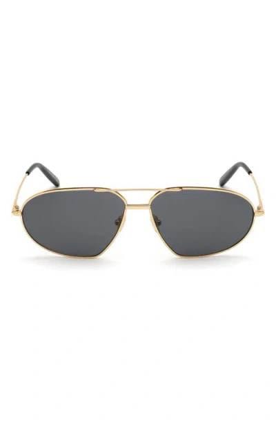 Tom Ford Bradford 63mm Oversize Pilot Sunglasses In Shiny Deep Gold/smoke