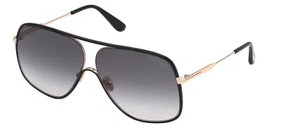 Pre-owned Tom Ford Brady Ft 0841 Black Rose Gold/grey Shaded (28b) Sunglasses