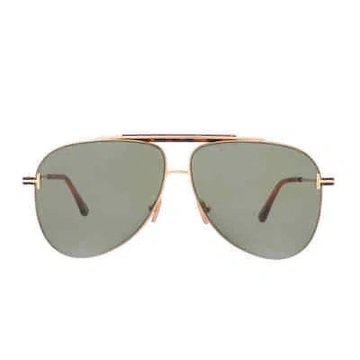 Pre-owned Tom Ford Brady Green Pilot Men's Sunglasses Ft1018 30n 60 Ft1018 30n 60