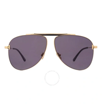 Tom Ford Brady Smoke Pilot Men's Sunglasses Ft1018 30a 60 In Gold