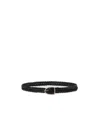 Tom Ford Angled Buckle Woven Leather Belt In Black