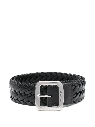 Tom Ford Braided Belt In Black