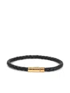 Tom Ford Tubular Clasp Braided Leather Bracelet In 金色
