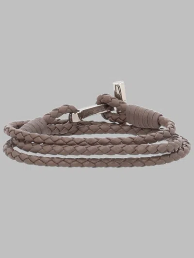 Tom Ford Braided Calf Leather Bracelet In Gray