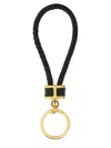 Tom Ford Braided Calf Leather Keychain With Polished Gold-tone Ring In Red