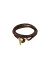 Tom Ford Brown Braided T Leather Bracelet In Black