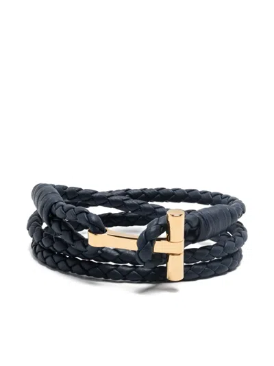 TOM FORD BRAIDED LEATHER BRACELET