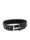 Tom Ford T-lock Interwoven-leather Bracelet In Black